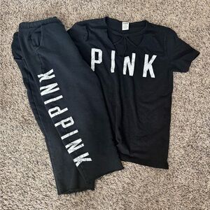 Victoria's Secret Black PINK Top with matching ankle sweat pants